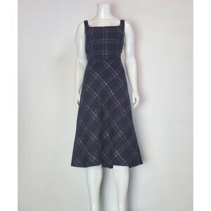 Vintage 90s Jessica Howard Black Pink Plaid Fit & Flare Dress